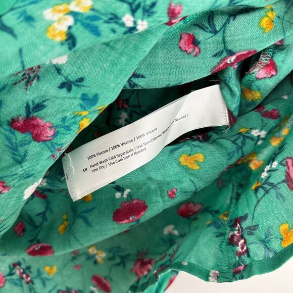 LOTTIE & HOLLY Floral Ruffled Dress M Green Square Neck Mini Spring NWT B81 - Picture 6 of 6